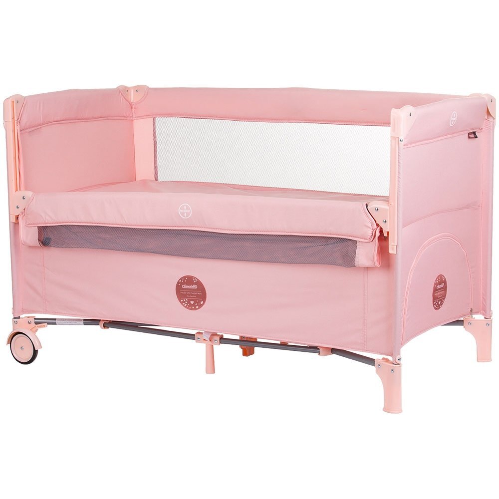CHIPOLINO Patut pliabil Relax flamingo linen cu laterala culisanta