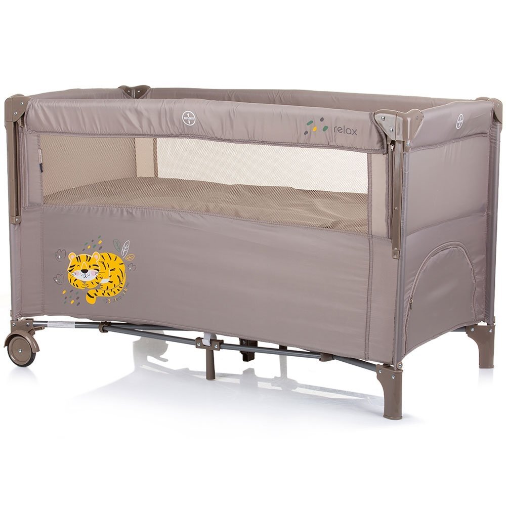 CHIPOLINO Patut pliabil Relax macadamia tiger cu laterala culisanta