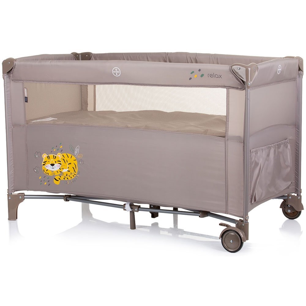 CHIPOLINO Patut pliabil Relax macadamia tiger cu laterala culisanta