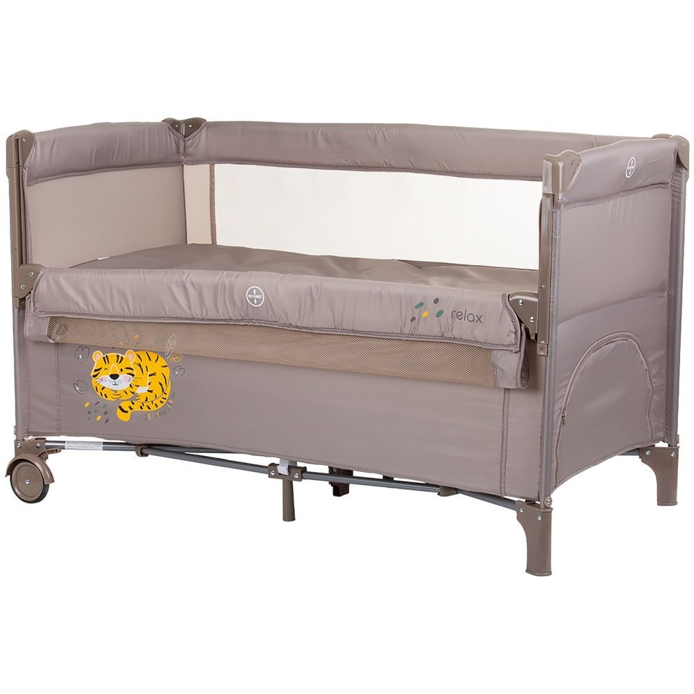 CHIPOLINO Patut pliabil Relax macadamia tiger cu laterala culisanta