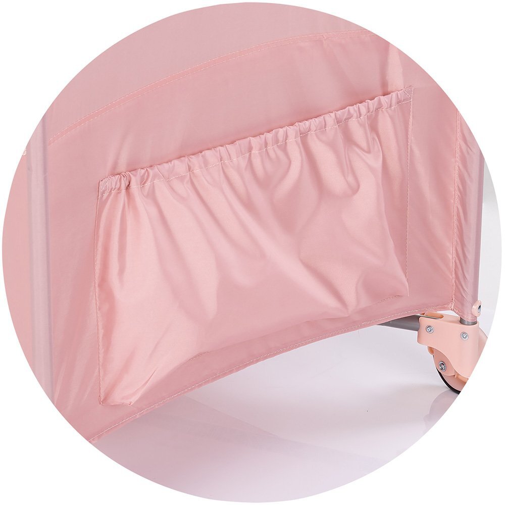 CHIPOLINO Patut pliabil Relax Tiger Powder Pink cu laterala culisanta 2 nivele intrare laterala geanta pentru transport greutate admisa 15 kg
