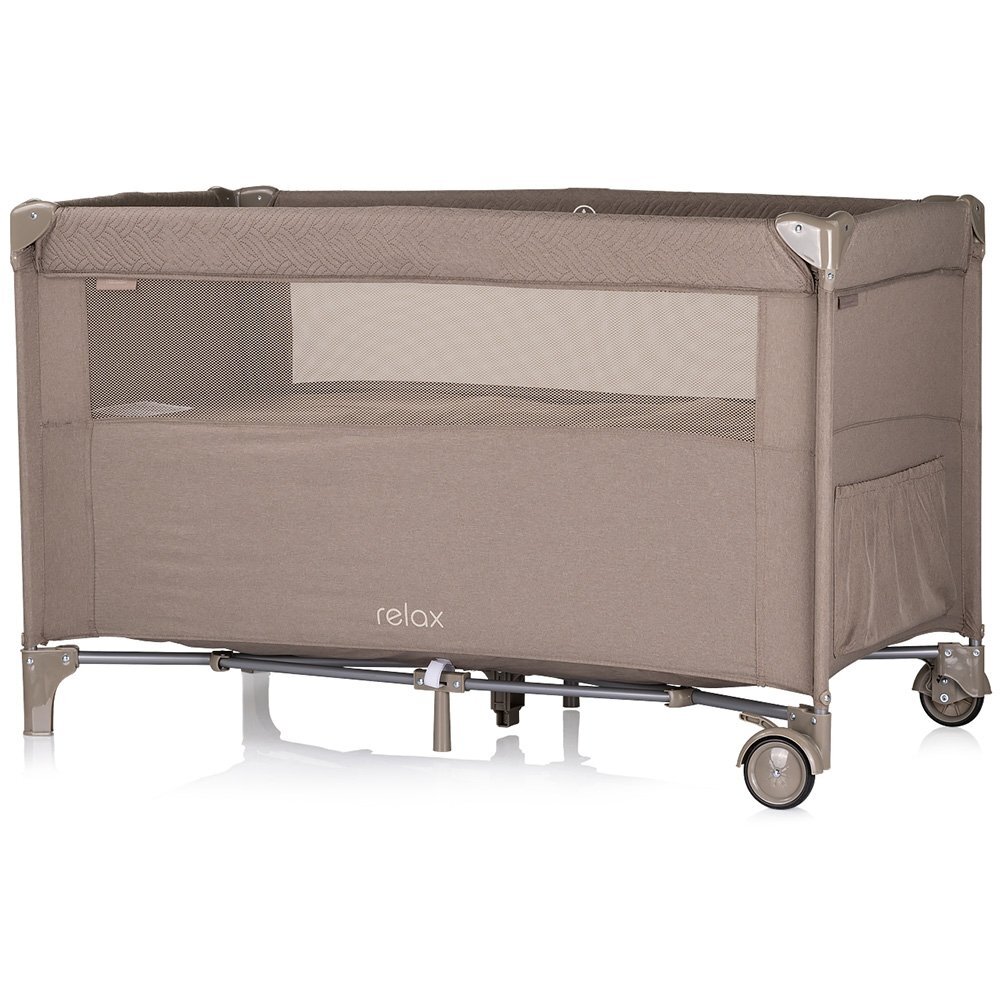 CHIPOLINO Patut pliabil Relax Tiramisu Linen cu laterala culisanta intrare laterala cu fermoar geanta pentru transport greutate admisa 15 kg