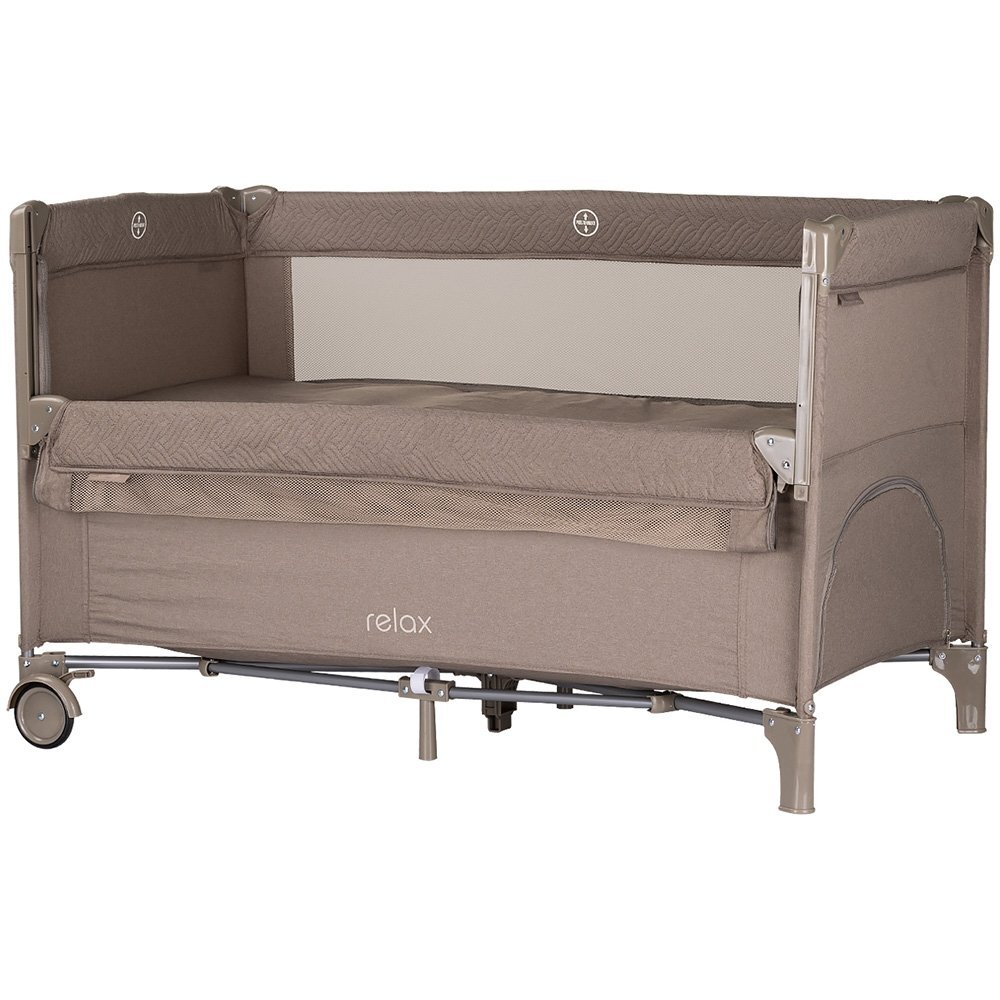CHIPOLINO Patut pliabil Relax Tiramisu Linen cu laterala culisanta intrare laterala cu fermoar geanta pentru transport greutate admisa 15 kg