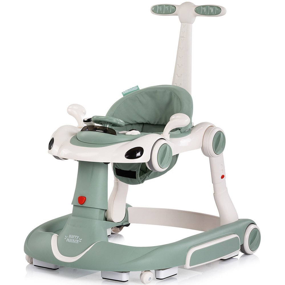 CHIPOLINO Premergator 5 in 1 pentru copii Happy Walker Basil cu sezut ajustabil pe inaltime maner parental detasabil panou muzical