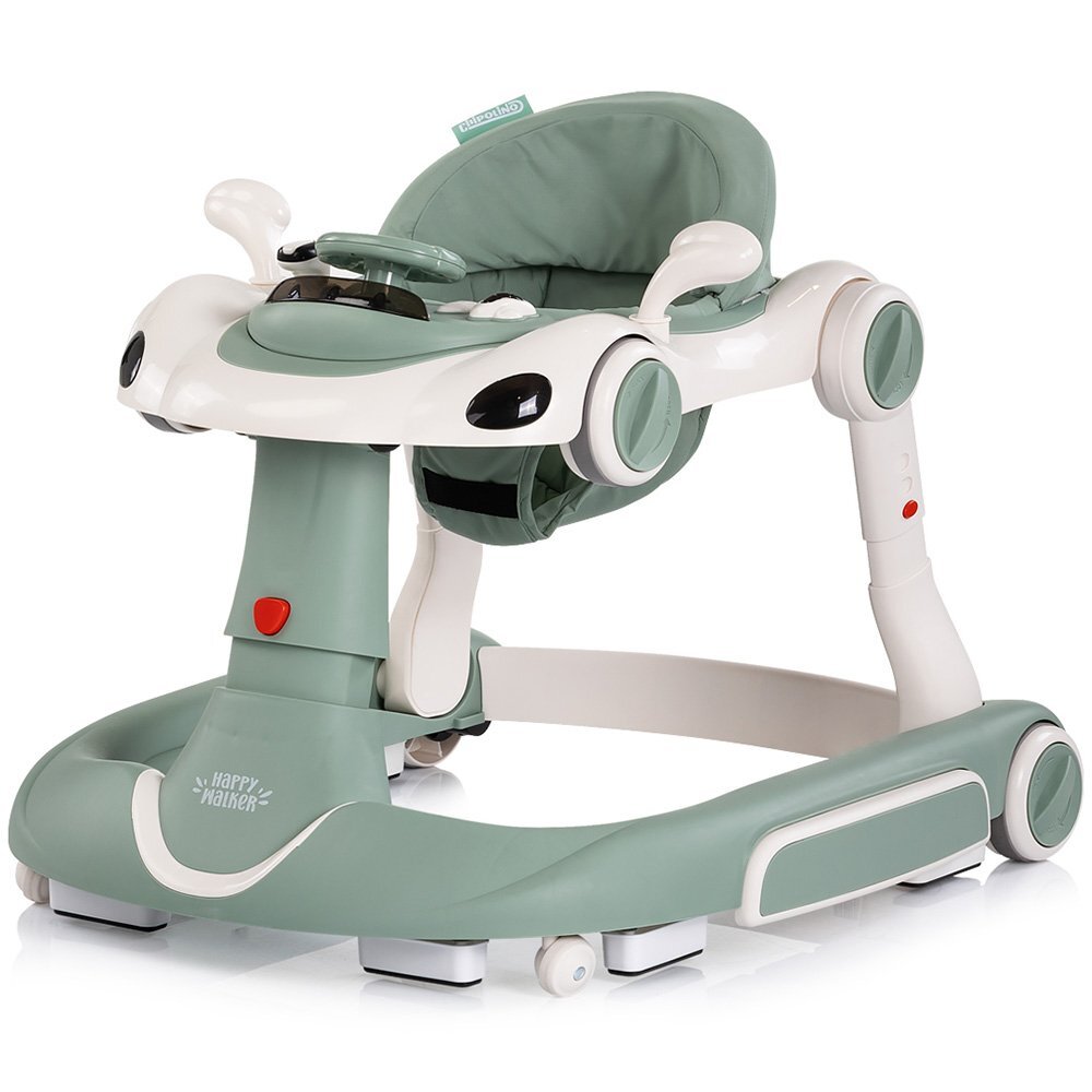 CHIPOLINO Premergator 5 in 1 pentru copii Happy Walker Basil cu sezut ajustabil pe inaltime maner parental detasabil panou muzical