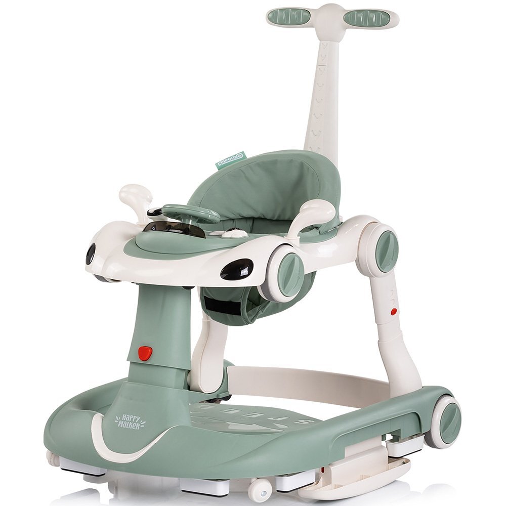 CHIPOLINO Premergator 5 in 1 pentru copii Happy Walker Basil cu sezut ajustabil pe inaltime maner parental detasabil panou muzical