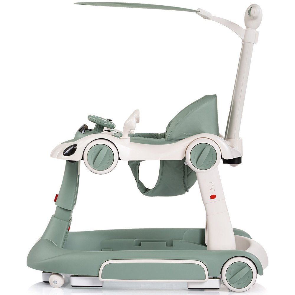 CHIPOLINO Premergator 5 in 1 pentru copii Happy Walker Basil cu sezut ajustabil pe inaltime maner parental detasabil panou muzical