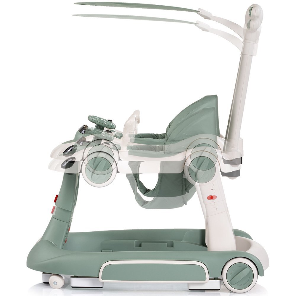 CHIPOLINO Premergator 5 in 1 pentru copii Happy Walker Basil cu sezut ajustabil pe inaltime maner parental detasabil panou muzical