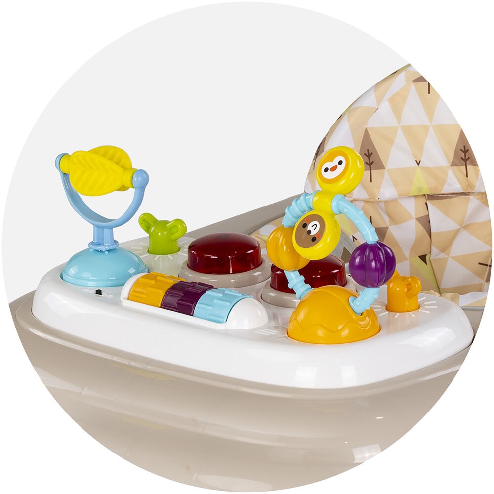 CHIPOLINO Premergator pentru copii Baby Steps Beige cu panou de joaca inaltime reglabila si tavita detasabila