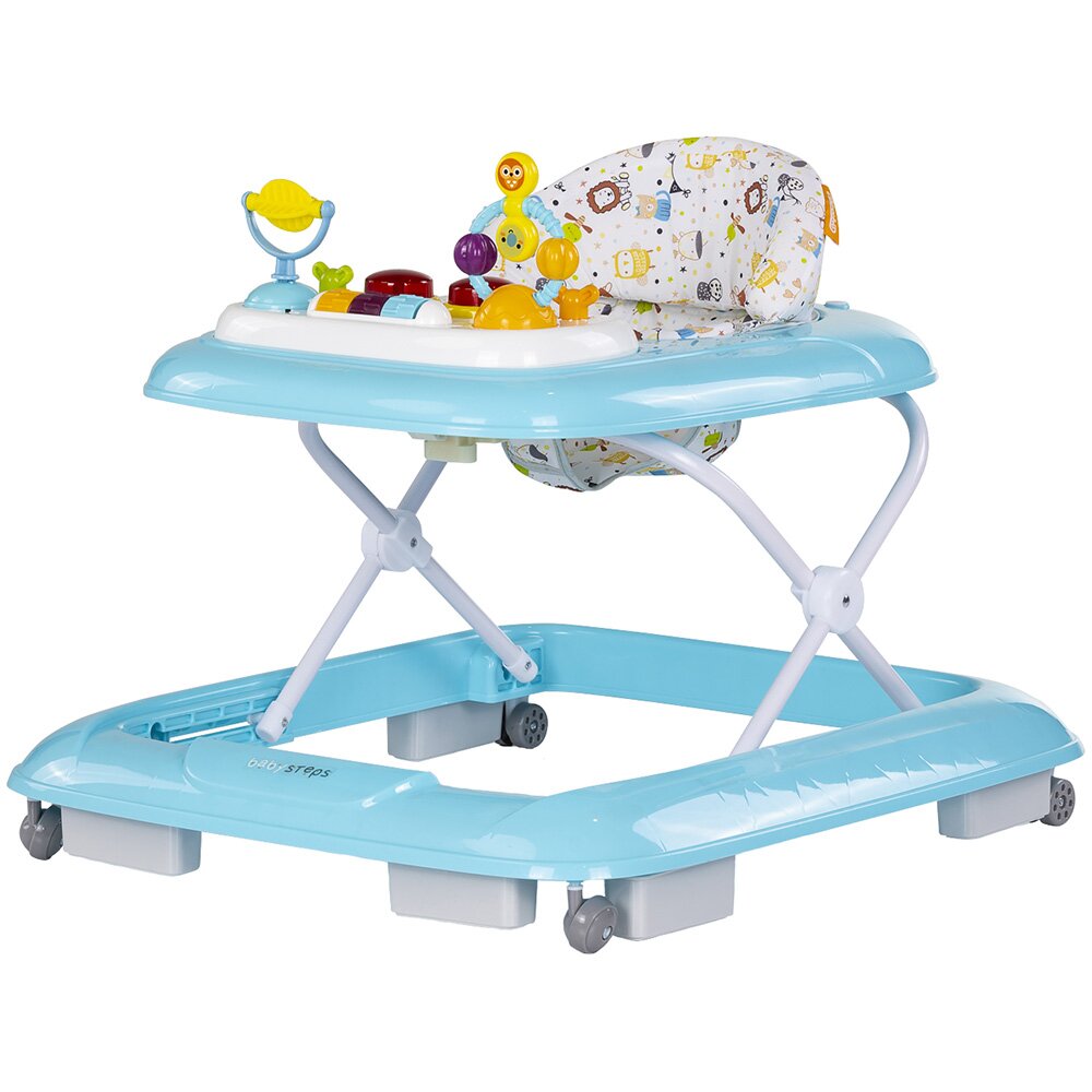 CHIPOLINO Premergator pentru copii Baby Steps Blue cu panou de joaca inaltime reglabila si tavita detasabila
