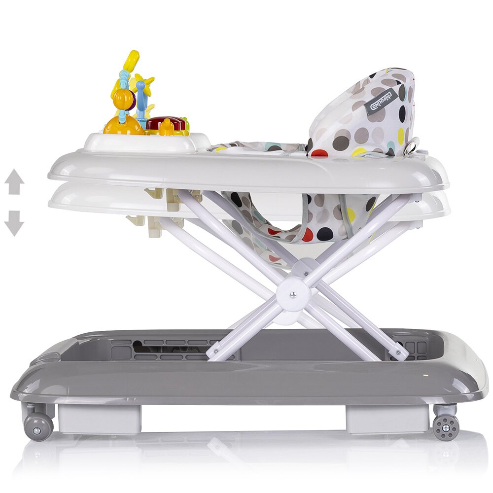 CHIPOLINO Premergator pentru copii Baby Steps Grey cu panou de joaca inaltime reglabila si tavita detasabila