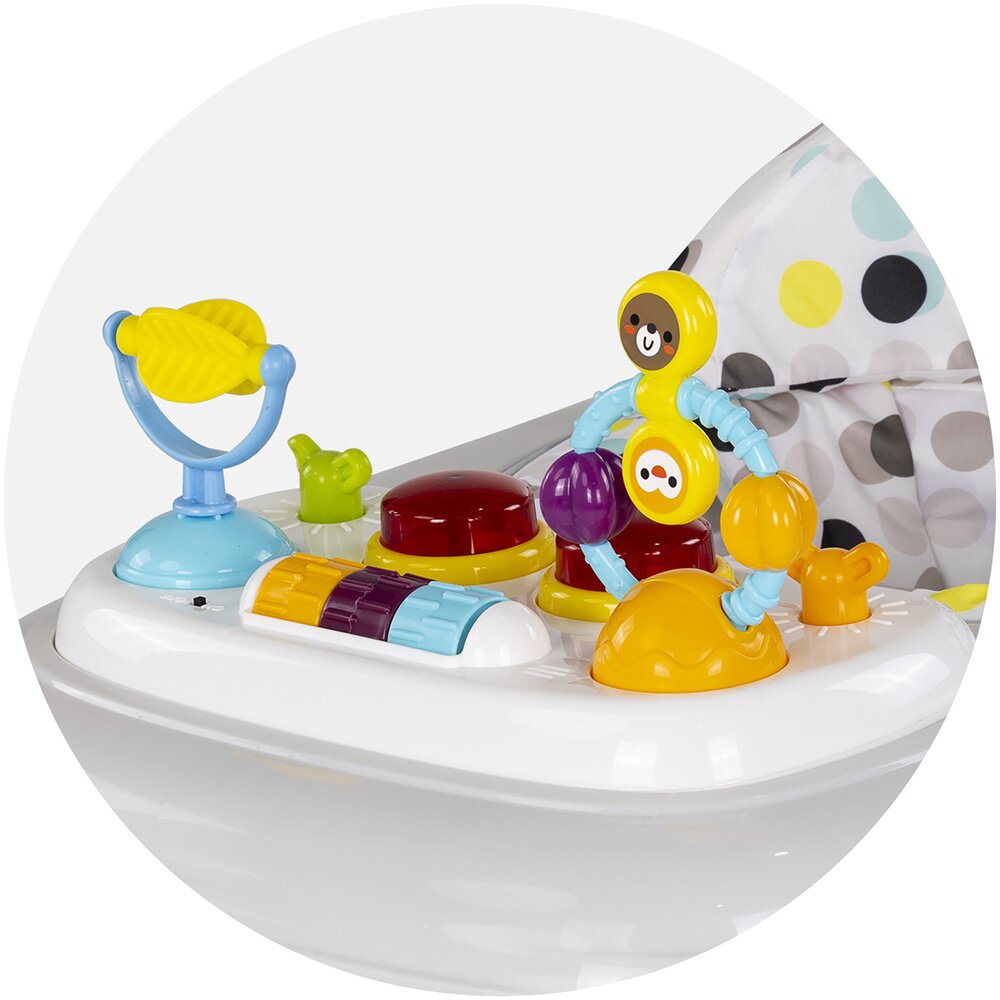 CHIPOLINO Premergator pentru copii Baby Steps Grey cu panou de joaca inaltime reglabila si tavita detasabila