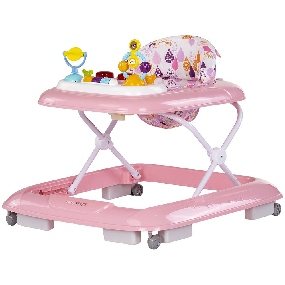 CHIPOLINO Premergator pentru copii Baby Steps Pink cu panou de joaca inaltime reglabila si tavita detasabila
