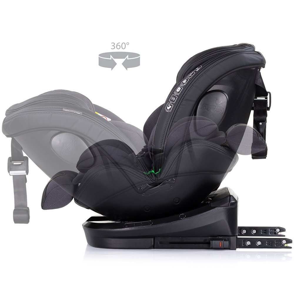CHIPOLINO Scaun auto Hypnotic Anthracite I-Size 40-150 cm cu sistem Isofix Top tether Sezut rotativ