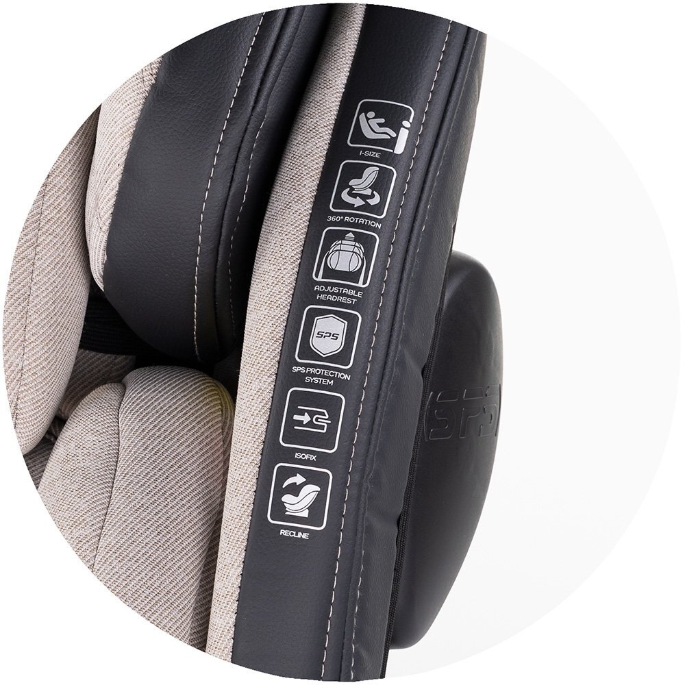 CHIPOLINO Scaun auto Hypnotic Tiramisu I-Size 40-150 cm cu sistem Isofix Top tether Sezut rotativ