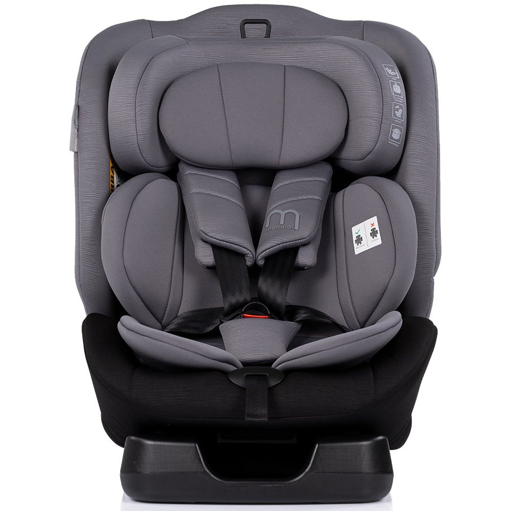 CHIPOLINO Scaun auto pentru copii Mondial Charcoal 40-150 cm I-Size cu spatar reglabil