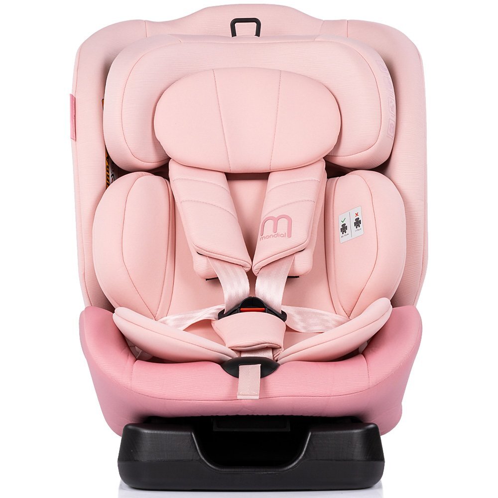 CHIPOLINO Scaun auto pentru copii Mondial Powder Pink 40-150 cm I-Size cu spatar reglabil