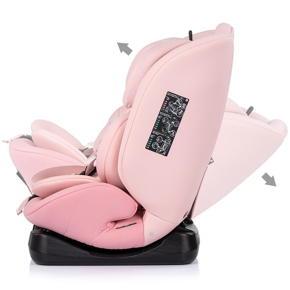 CHIPOLINO Scaun auto pentru copii Mondial Powder Pink 40-150 cm I-Size cu spatar reglabil