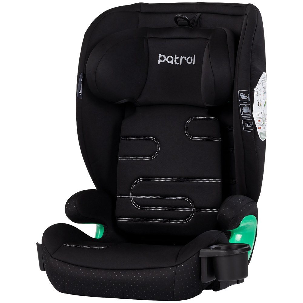 CHIPOLINO Scaun auto pentru copii Patrol Noir I-Size 100-150 cm cu sistem Isofix husa detasabila si suport pentru pahar