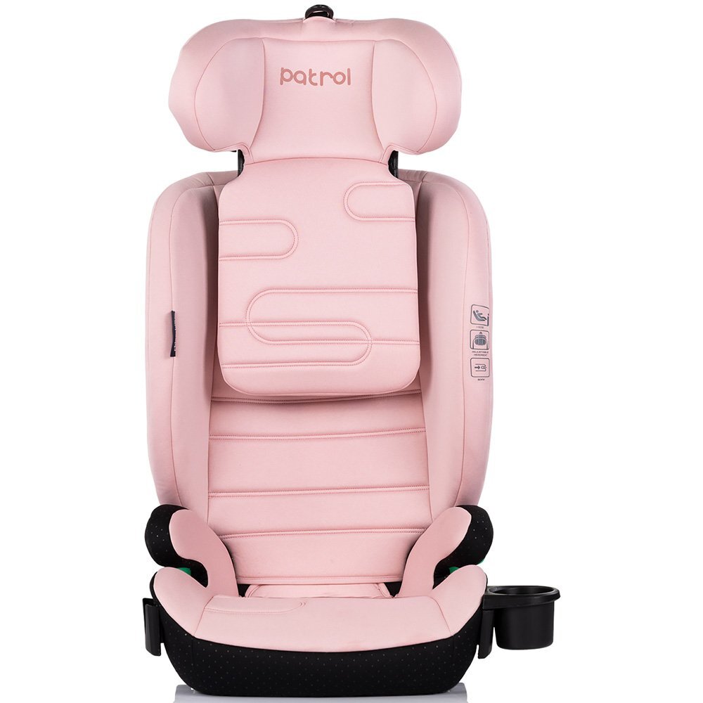 CHIPOLINO Scaun auto pentru copii Patrol Powder Pink I-Size 100-150 cm cu sistem Isofix husa detasabila si suport pentru pahar