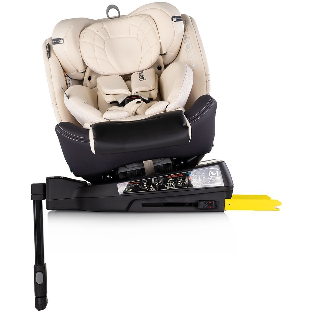 CHIPOLINO Scaun auto pentru copii Premium Biscotta i-Size rotativ 40-150 cm sistem isofix si picior de suport protectie la impact lateral SPS tetiera reglabila husa detasabila