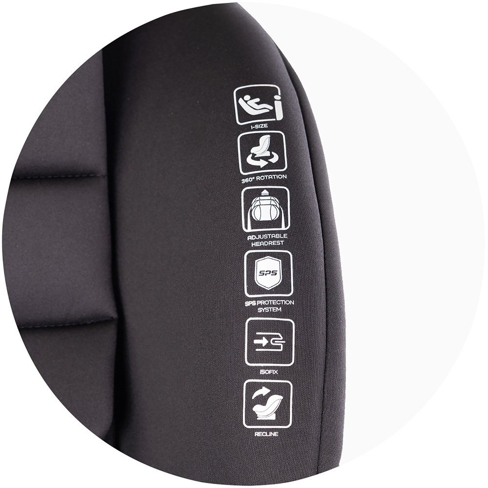 CHIPOLINO Scaun auto pentru copii Premium Blackberry i-Size rotativ 40-150 cm sistem isofix si picior de suport protectie la impact lateral SPS tetiera reglabila husa detasabila