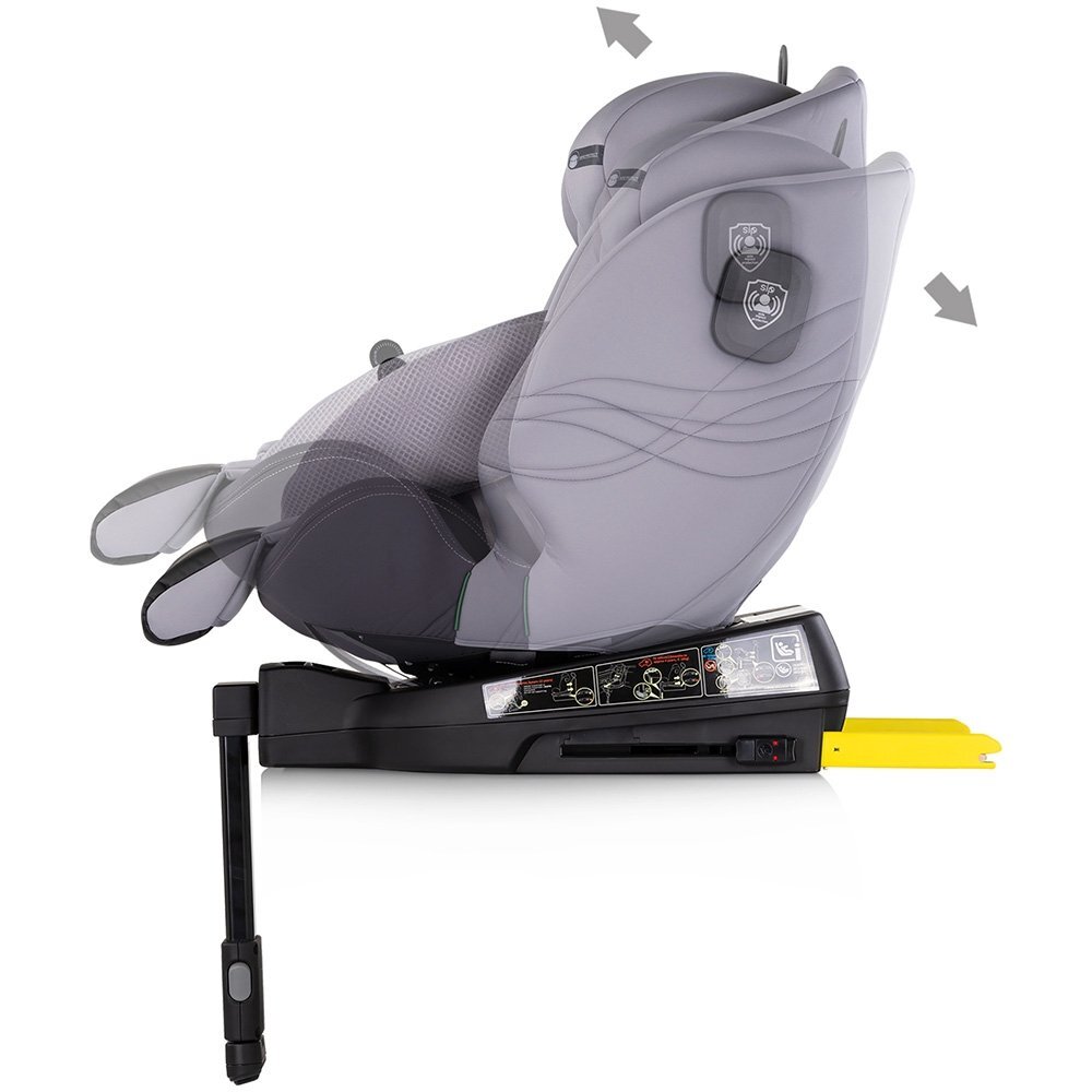 CHIPOLINO Scaun auto pentru copii Premium Cloud i-Size rotativ 40-150 cm sistem isofix si picior de suport protectie la impact lateral SPS tetiera reglabila husa detasabila