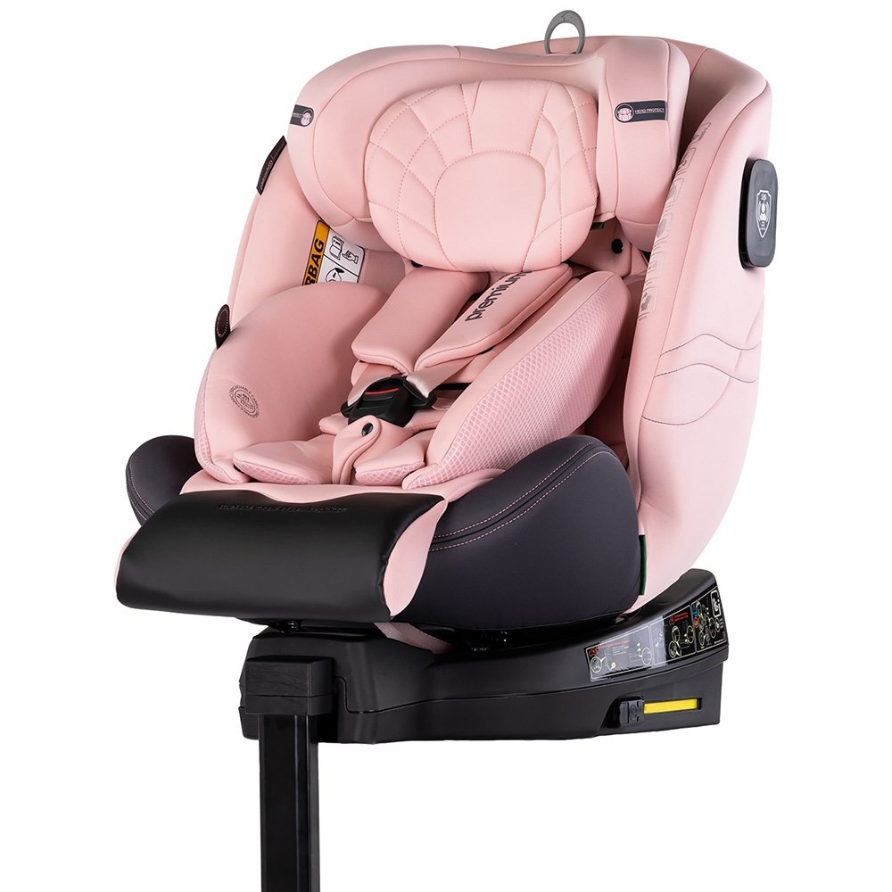 CHIPOLINO Scaun auto pentru copii Premium Pink Marshmallow i-Size rotativ 40-150 cm sistem isofix si picior de suport protectie la impact lateral SPS tetiera reglabila husa detasabila