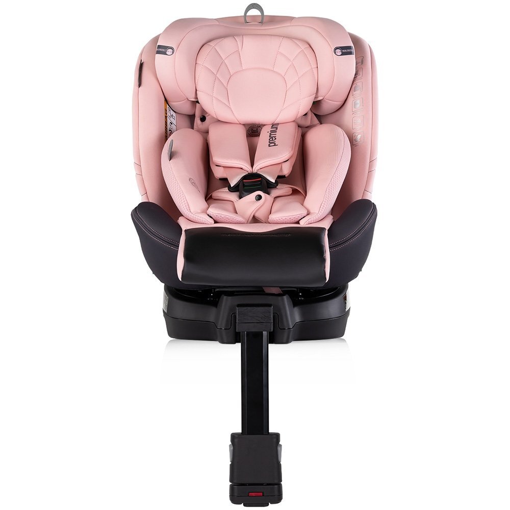 CHIPOLINO Scaun auto pentru copii Premium Pink Marshmallow i-Size rotativ 40-150 cm sistem isofix si picior de suport protectie la impact lateral SPS tetiera reglabila husa detasabila