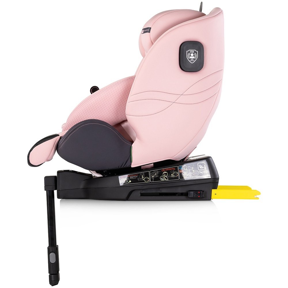 CHIPOLINO Scaun auto pentru copii Premium Pink Marshmallow i-Size rotativ 40-150 cm sistem isofix si picior de suport protectie la impact lateral SPS tetiera reglabila husa detasabila