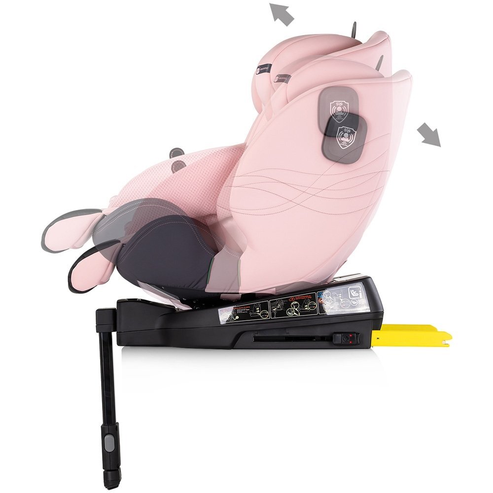 CHIPOLINO Scaun auto pentru copii Premium Pink Marshmallow i-Size rotativ 40-150 cm sistem isofix si picior de suport protectie la impact lateral SPS tetiera reglabila husa detasabila