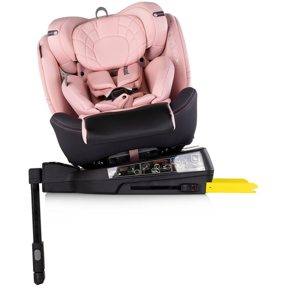 CHIPOLINO Scaun auto pentru copii Premium Pink Marshmallow i-Size rotativ 40-150 cm sistem isofix si picior de suport protectie la impact lateral SPS tetiera reglabila husa detasabila