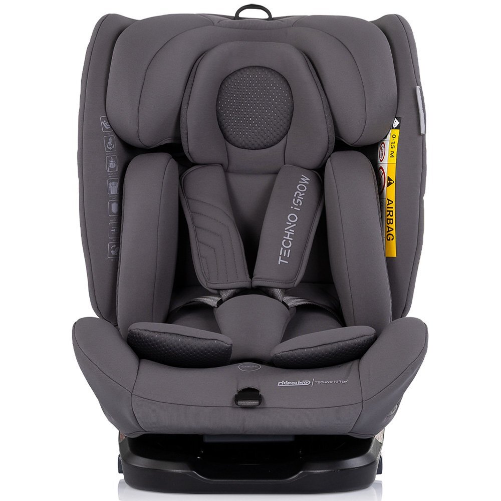 CHIPOLINO Scaun auto pentru copii Techno iGrow Charcoal I-Size 40-150 cm cu sistem Isofix si sezut rotativ