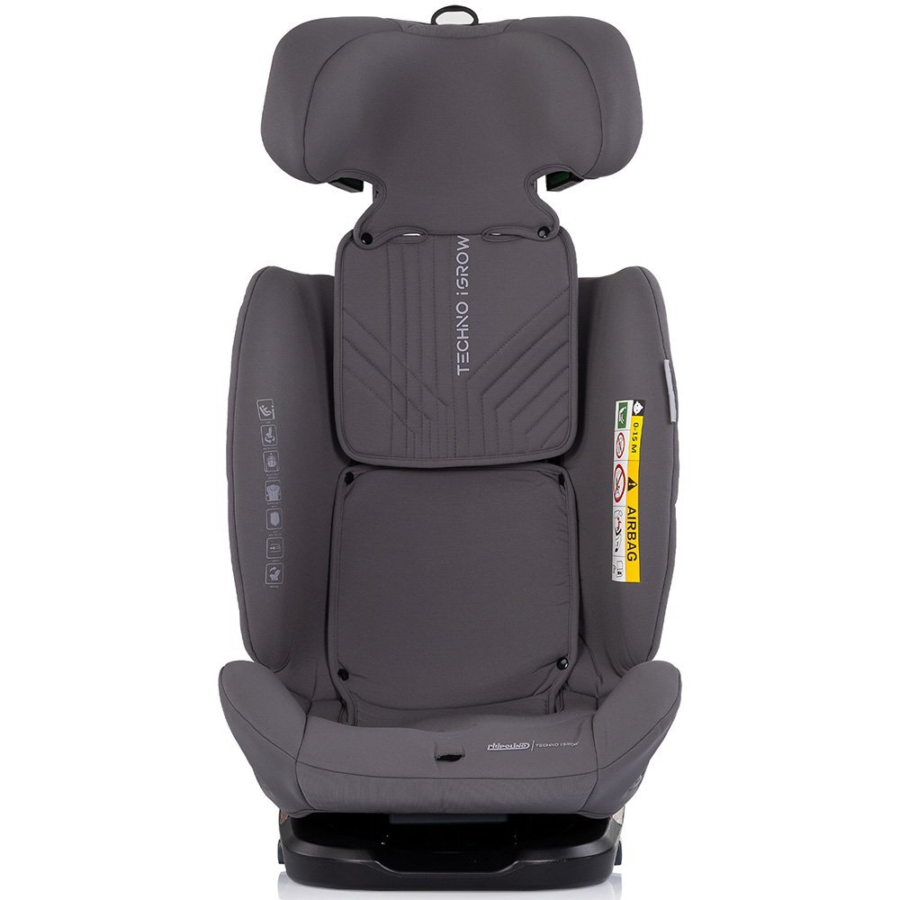 CHIPOLINO Scaun auto pentru copii Techno iGrow Charcoal I-Size 40-150 cm cu sistem Isofix si sezut rotativ
