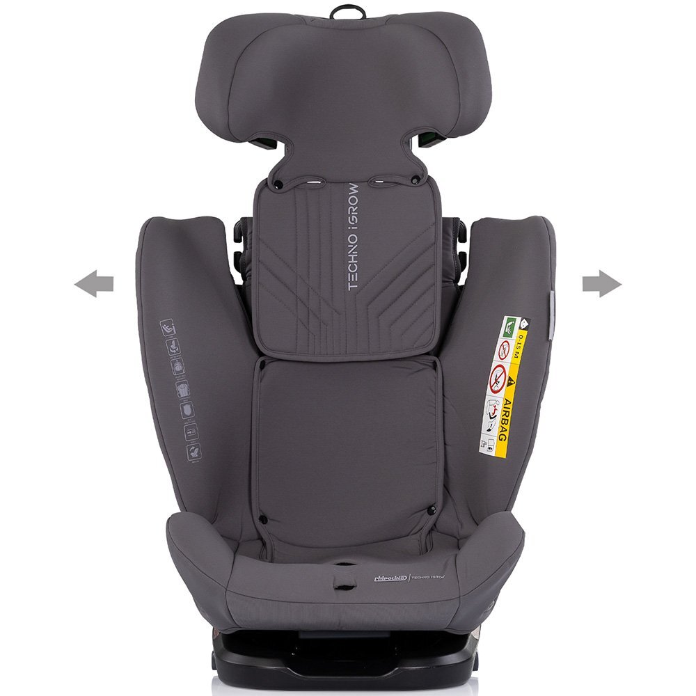 CHIPOLINO Scaun auto pentru copii Techno iGrow Charcoal I-Size 40-150 cm cu sistem Isofix si sezut rotativ