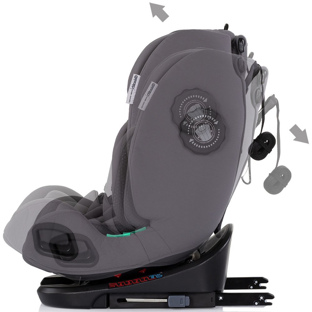 CHIPOLINO Scaun auto pentru copii Techno iGrow Charcoal I-Size 40-150 cm cu sistem Isofix si sezut rotativ