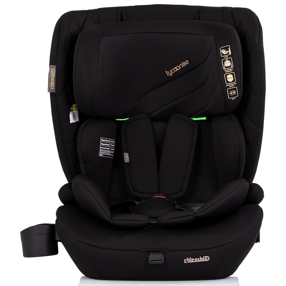 CHIPOLINO Scaun auto pentru copii Tycoon Iso Blackberry i-Size 76-150 cm cu sistem isofix top tether protectie la impact lateral SPS tetiera reglabila husa detasabila suport pahar