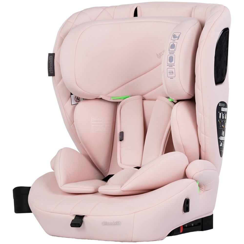 CHIPOLINO Scaun auto pentru copii Tycoon Iso Pink Marshmallow i-Size 76-150 cm cu sistem isofix top tether protectie la impact lateral SPS tetiera reglabila husa detasabila suport pahar
