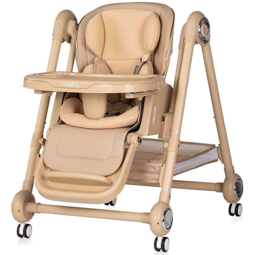 CHIPOLINO Scaun de masa 2 in 1 Melba Latte reglabil transformabil roti cu frana pliere compacta