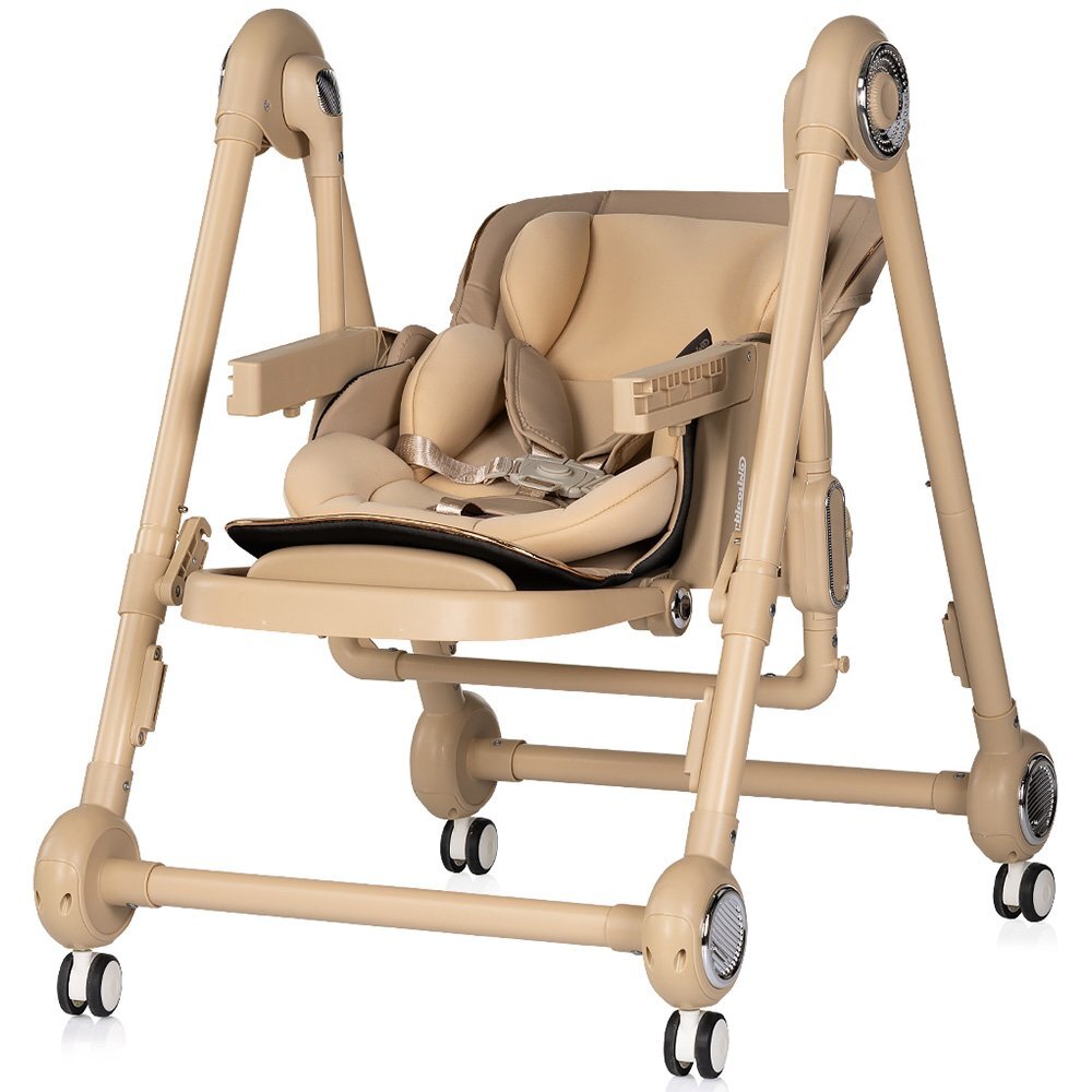 CHIPOLINO Scaun de masa 2 in 1 Melba Latte reglabil transformabil roti cu frana pliere compacta