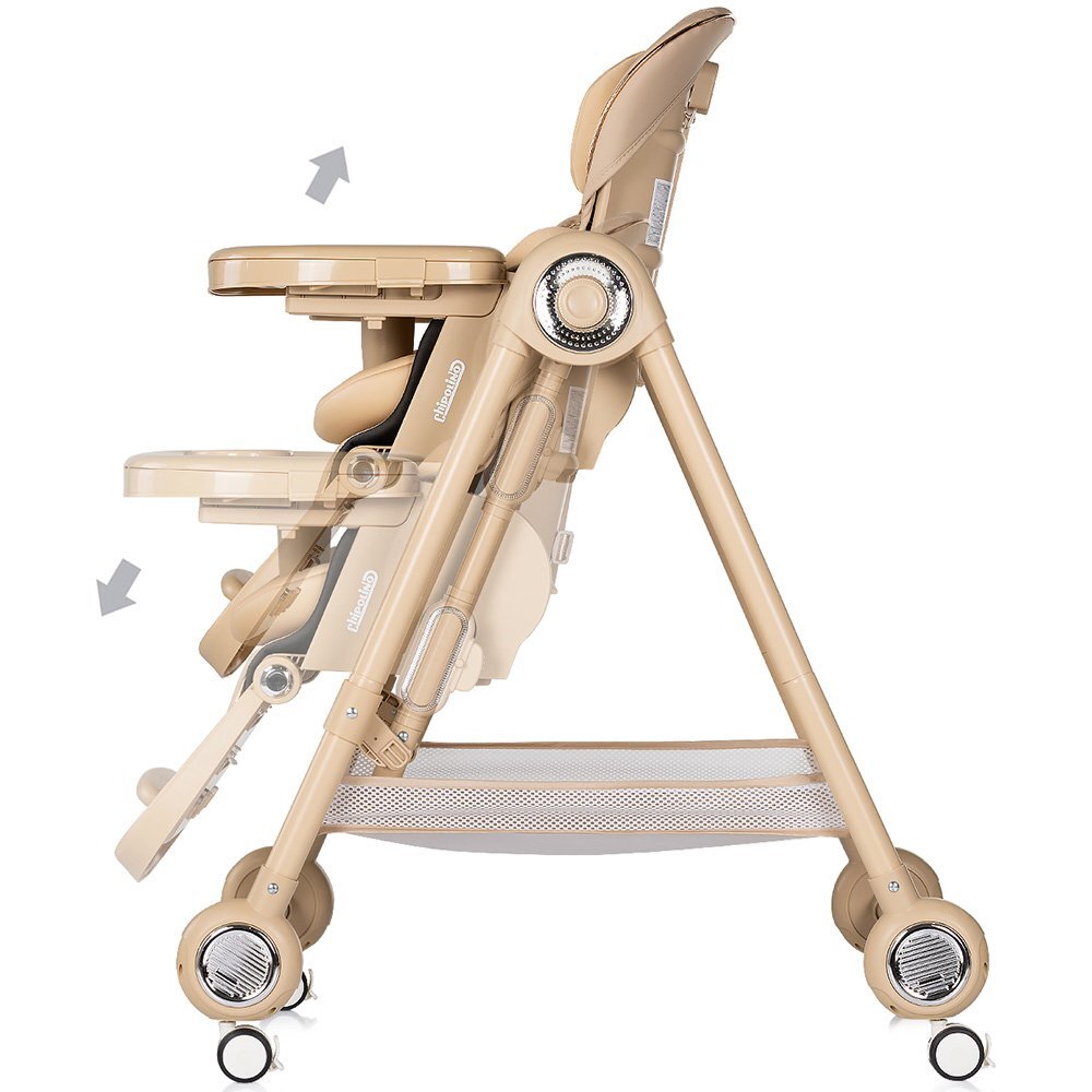 CHIPOLINO Scaun de masa 2 in 1 Melba Latte reglabil transformabil roti cu frana pliere compacta