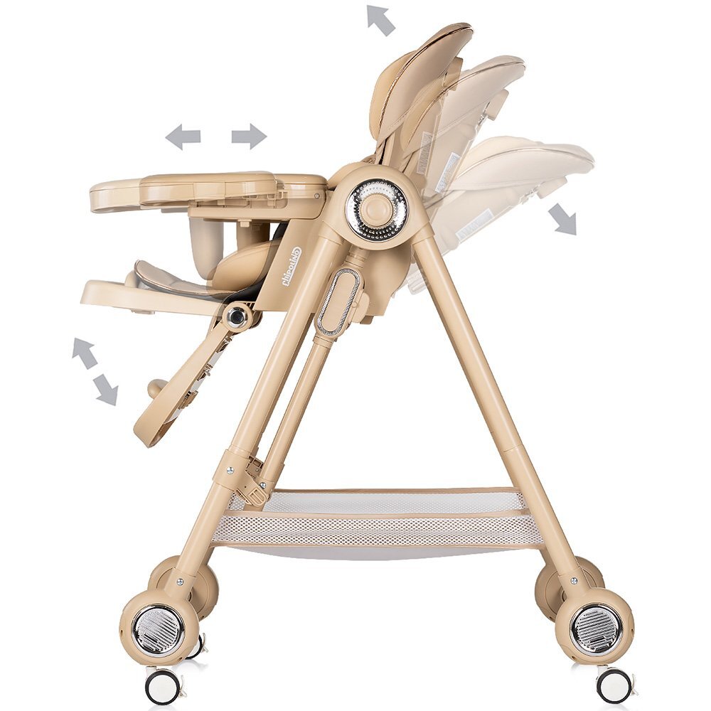 CHIPOLINO Scaun de masa 2 in 1 Melba Latte reglabil transformabil roti cu frana pliere compacta