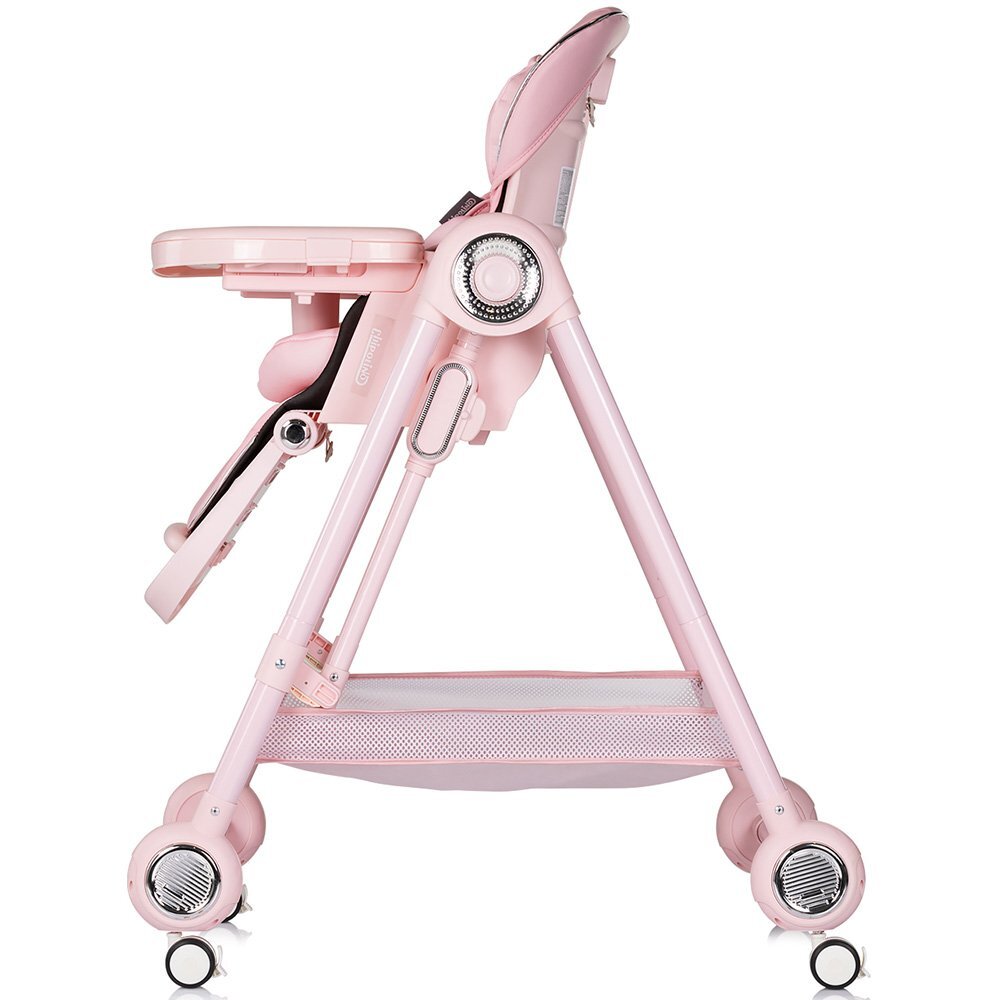 CHIPOLINO Scaun de masa 2 in 1 Melba Powder Pink reglabil transformabil roti cu frana pliere compacta