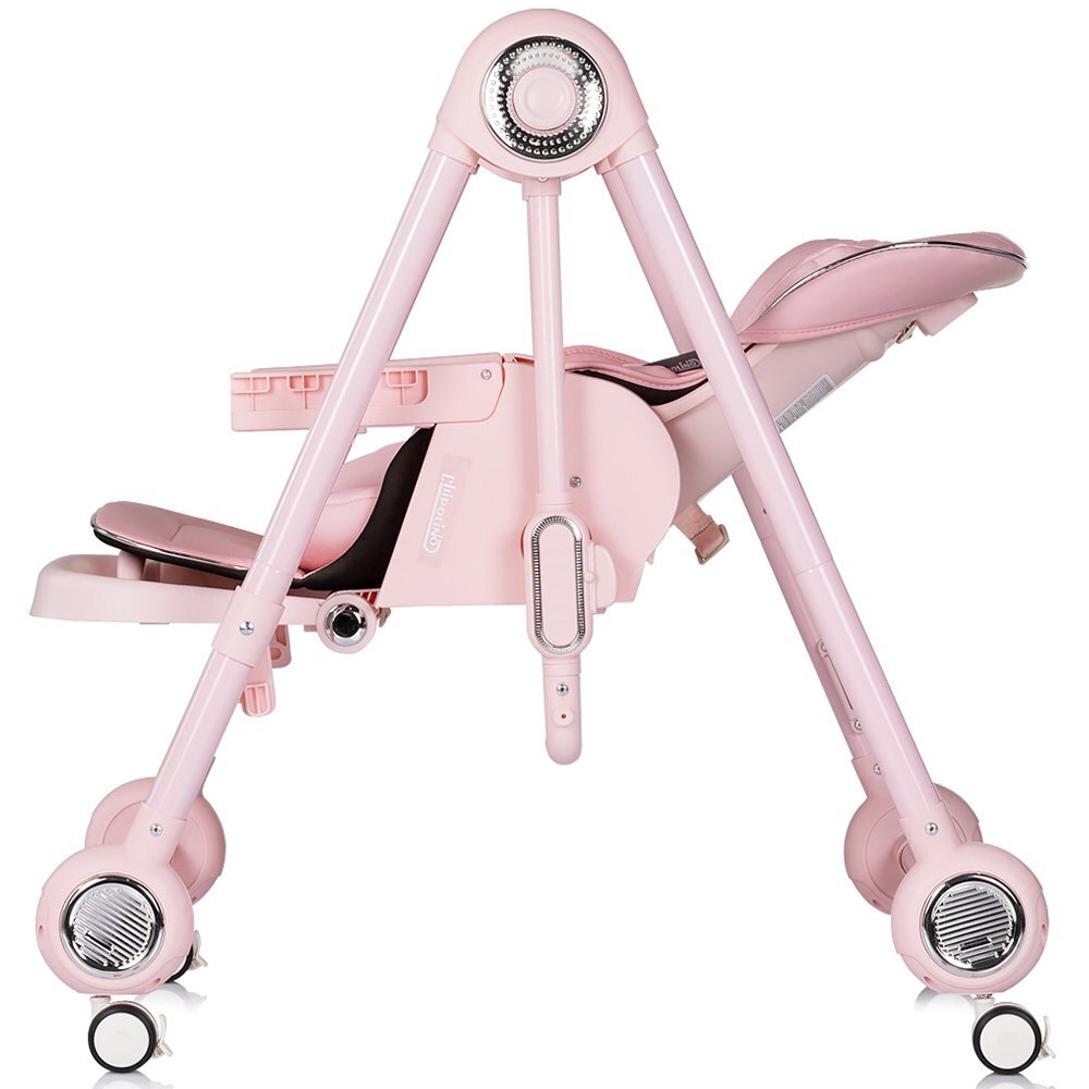 CHIPOLINO Scaun de masa 2 in 1 Melba Powder Pink reglabil transformabil roti cu frana pliere compacta