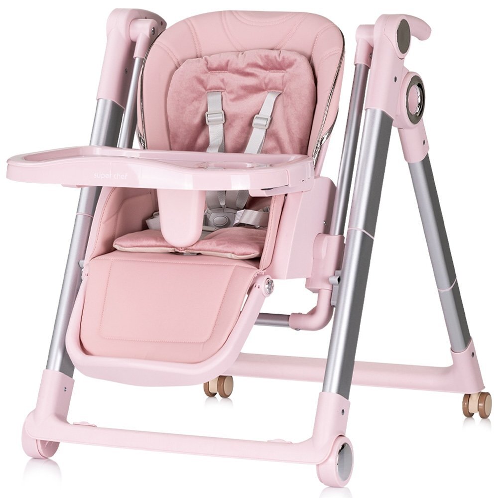 CHIPOLINO Scaun de masa 2 in 1 transformabil in leagan Super Chef Marshmallow cu roti spatar reglabi sezut reglabil pliere compacta
