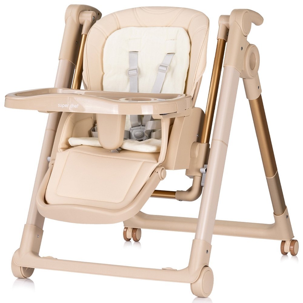 CHIPOLINO Scaun de masa 2 in 1 transformabil in leagan Super Chef Tiramisu cu roti spatar reglabi sezut reglabil pliere compacta