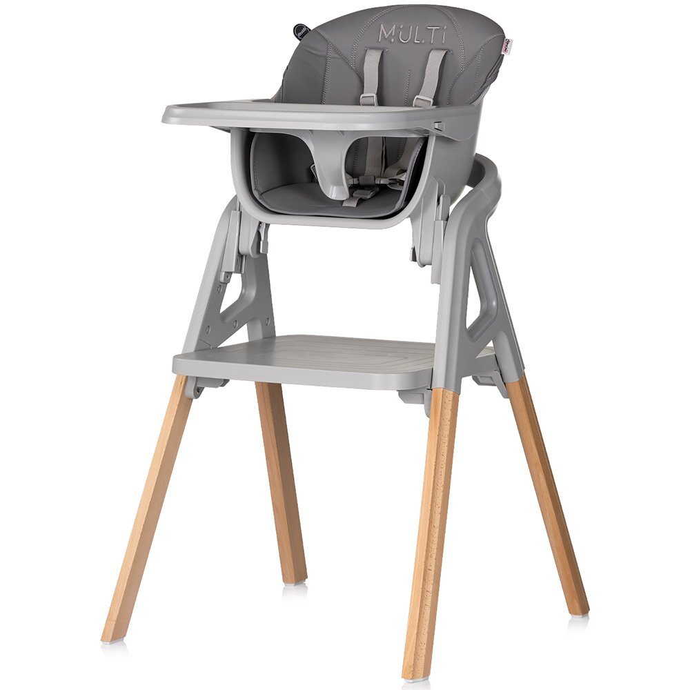 CHIPOLINO Scaun de masa 4 in 1 Multi Charcoal transformabil reglabil picioare elegante din lemn