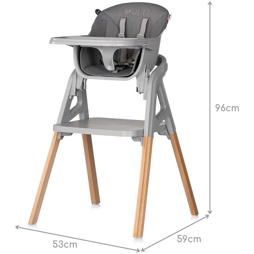 CHIPOLINO Scaun de masa 4 in 1 Multi Charcoal transformabil reglabil picioare elegante din lemn
