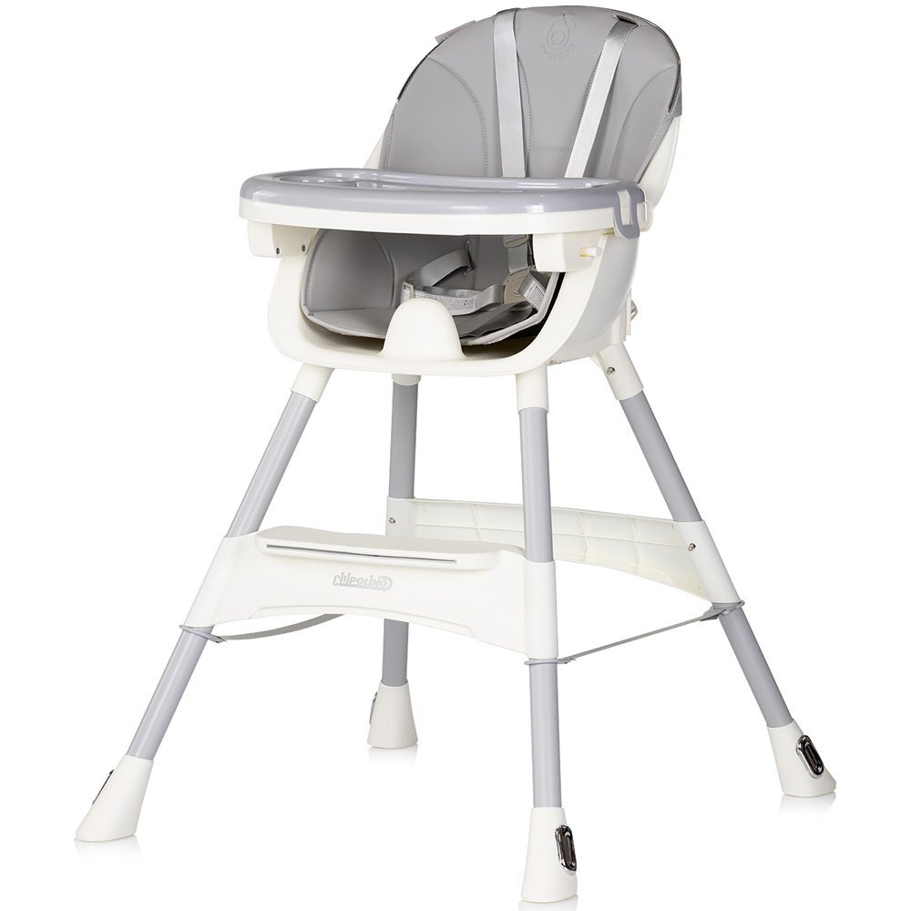 CHIPOLINO Scaun de masa Avocado Platinum cu tava reglabila jucarie detasabila cotiere si suport pentru picioare