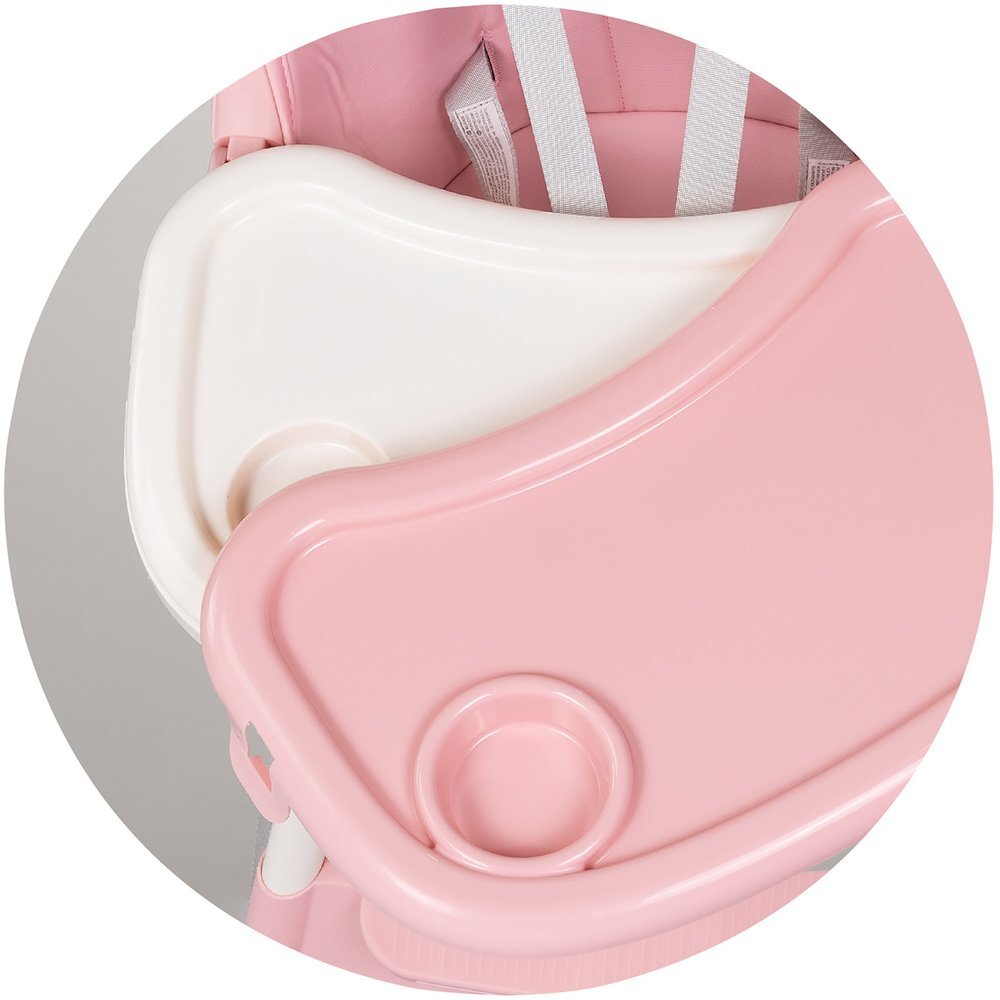 CHIPOLINO Scaun de masa Avocado Powder Pink cu tava reglabila jucarie detasabila cotiere si suport pentru picioare